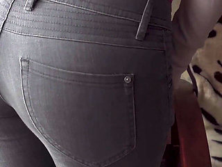PAWG in Tight Jeans Teasing Pink Thongs Whale Tail