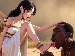 White Woman Tied in Africa - African Man Licking Her Feet