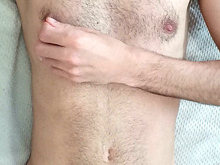 Cumshot on chest solo masturbation
