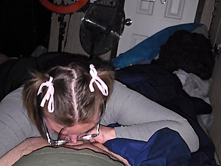 Gave Him Sexy Blowjob with Bows in My Hair and Swallowed