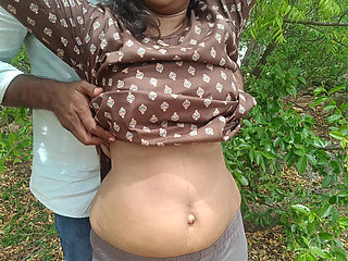 Deep forest Outdoor romance with school girl