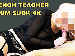 Step Sister French Teacher Blonde Wig Stockings Sloppy Blowjob Deepthroat Cum Swallow 4K Taboo Fantasy