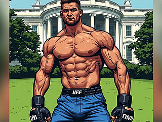 Muscular Fighters at White House (ai Art)