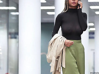 Michel Chloe Braless See Through Outfit Public Flashing German Outdoor HD