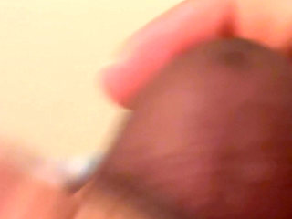 Closeup of a quiet intense burning cumload from my cock while not waking up roommates