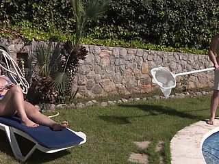 Sultry Rubi in a skimpy bikini fucks outdoors