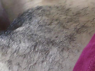Ebony hairy twat filled up with BWC and hot cream