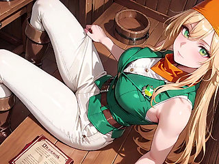 Blonde Pirate Captain! Green Uniform & Rough Ropes on a Sunny Deck. Languid Poses, Long Legs Exposed, and That Teasing Gaze