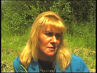 Hairy blonde mature have a nice time outdoors