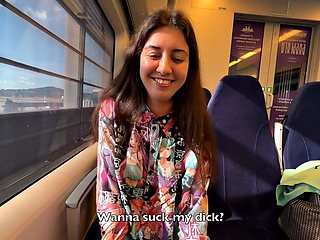 Russian Brunette Katty West Lures Stranger Onboard Train For Risky Public Blowjob And Brutal Pussy Pounding