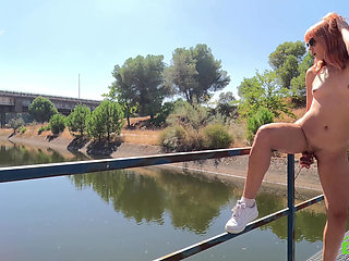 Risky Public Masturbation by the River