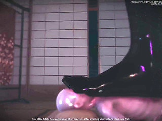 B028 the Slave Is Shrunk and Then Played with by the Asian Goddess' Breasts. Face Sitting, Farting, Tongue Licking, Foot Licking