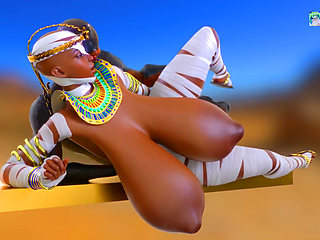 Ancient Mummy Queen with Massive Heavy Hanging Tits Takes Her Worshipper Through Multiple Positions for Desert Breeding