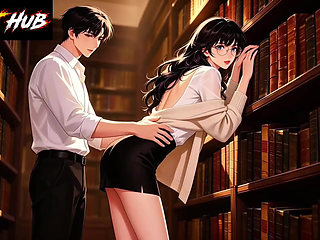 Sexy couple fucking in the library Student Fuck the teacher inside the library