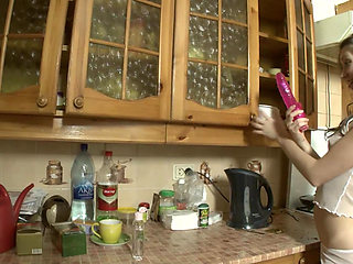 Sexy Kimmy T Takes Her Dildo To The Kitchen & Fucks Herself!