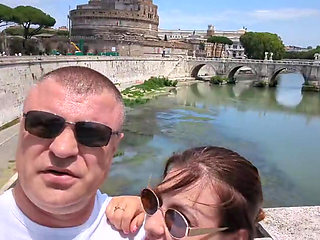 Rough Couple Sex in Rome - Hairy MILF Mirror Play & Creampie