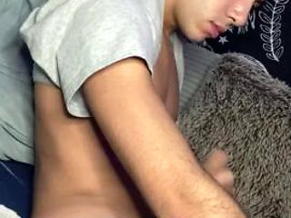 Twink 18 yo with huge cock jerking