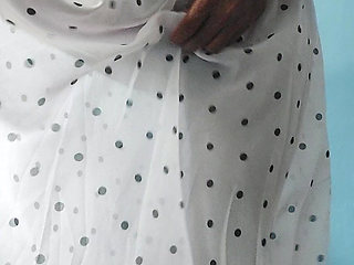 Boy masturbating wearing a Silk Seethrough Wet Pink polka dots Gawun