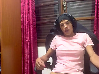 At Home, Daniela Santos-the Trans Woman with the Big Cock-has a Nice, Relaxed Orgasm Before Settling Down to Rest.