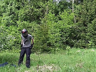 Masturbating Outside in the Woods Completely Naked, Huge Cumshot