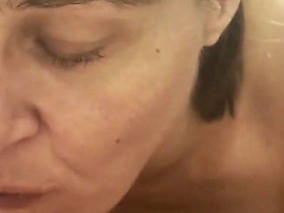 Mature Marie Sucking the Cum Out and Showing Cum in Mouth POV