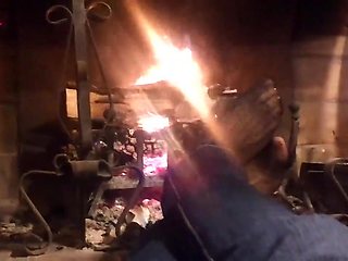 Heating up My Hosed Soles at the Fireplace