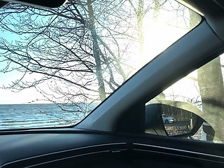 Erking off in the Car and Cumming - Uncut Cock