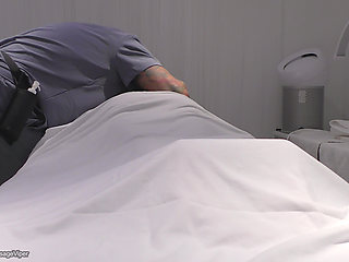 Real Massage Therapist Gets Sucked and Fucked by Fit Blonde Client