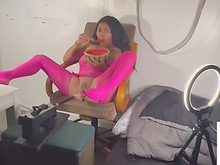 Latina wife getting pussy stretched by huge cock fuck machine
