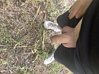 Uncut cock quikly cumshot in public