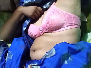 Beautiful Hot Sexy Bhabhi Full Hard Sex on Blue Saree with Pink Pussy
