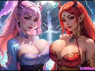 Lesbians kiss together, Ai animation