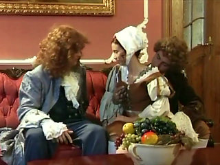 18th Century: 2 Horny Gentlemen Screw the Maid in a DP
