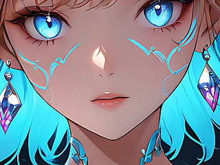 Trance of Light a Beautiful Young Woman with Mystical Glowing Markings