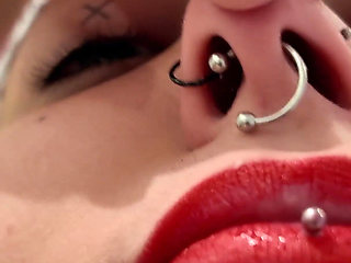 4K Girl Girl Nostrils Nose Picking Fetish Red Lips Closeups