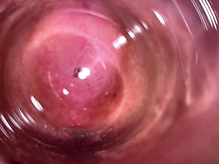Camera deep inside Mia's teen creamy pussy