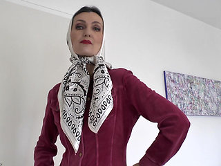 Demonstration of Beautiful Satin Headscarves, JOI, Lady Victoria Valente