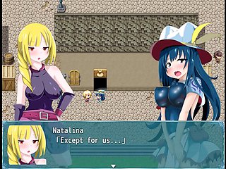 Anime girls with big boobs in a wild group scene featuring succubus and huge cocks