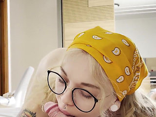 Fast morning blowjob with cumshot on my glasses