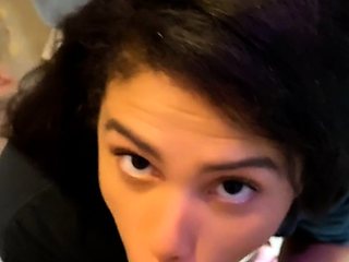 Hot POV homemade blowjob with brunette girlfriend