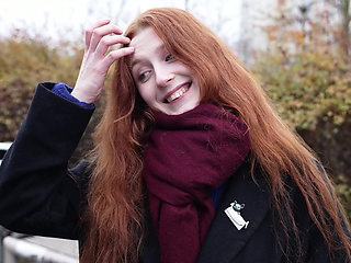 German redhead cutie gets her pale pussy broke by a hard boner