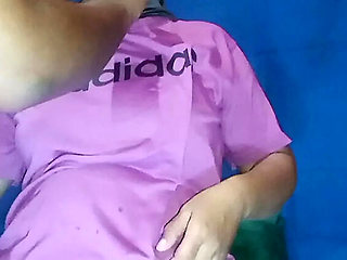 Indonesian Hijab MILF Squirting Orgasms with Dildo and Condom - Interrupted by Sudden Door Knock