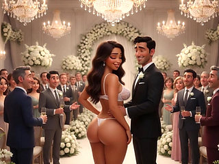 Cuckold Husband Lets All Guests Touch His Bride on All Fours at Wedding Reception (AI generated)