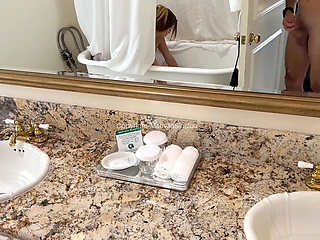 French Stepsister Maevaa Sinaloa Shower Voyeur POV - Big Tits Amateur Sucks Cock & Swallows Cum