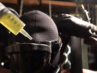Male Slave Suspension and Cum Feeding with Piss Chaser