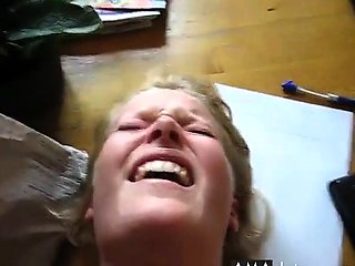 Blonde getting fucked on table