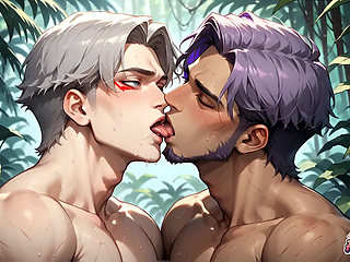 Jungle Fellows Flex Their Muscles as Their Butts Juggle in the Rainforest. Enjoy a White Pearly Gay XXX Load!