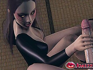 Cat Black, Black Cat And Car Toon - Halloween 3d Hentai Alluring Cosplay Girl, Handjob, Sloppy Blowjob, And Deepthroat Cumshot