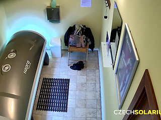 Czech Solarium 28: Brunette’s Pussy on Full Display