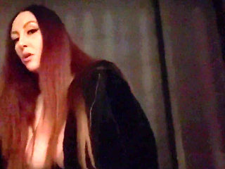 Smoking a Cigarette Out at Night and Showing My Big Tits